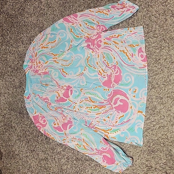Lilly Pulitzer Jellies Be Jammin Popover Top Silk Small Coastal Beachy FLAWED - Picture 3 of 16